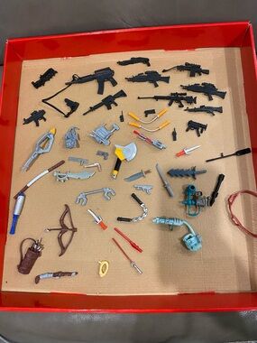 Over 40 Action Figure Weapons Accessories Guns Swords GI Joe Marvel TMNT Parts